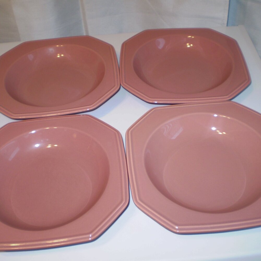 MIKASA SET OF 4  ENGLISH CHINTZ SALAD/SOUP BOWL/PLATE IN ROSE GRAY